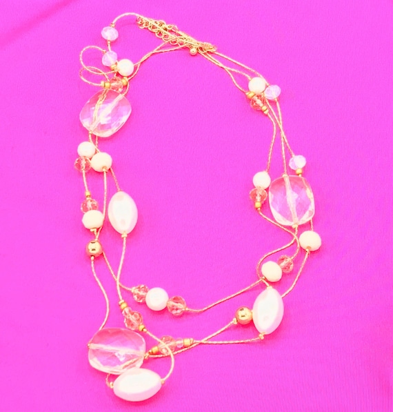 Multiple chains with pearls and crystals beads. - image 6