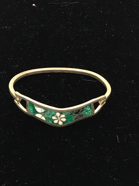 Vintage alpaca bracelet, Mother pearl, butterfly,… - image 3