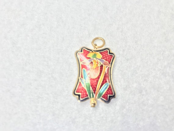 Vintage cloisonne red pendant - image 7