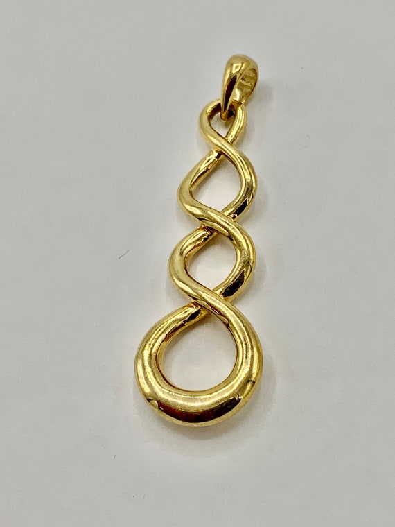 Gorgeous collectible gold tone plait pendant by L… - image 3