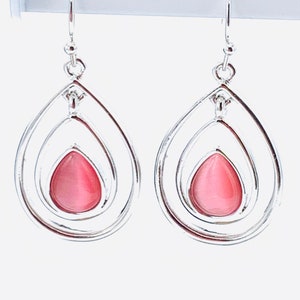 SIlver and Pink Earrings BY Lia Sophia, signed