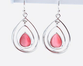 SIlver and Pink Earrings BY Lia Sophia, signed