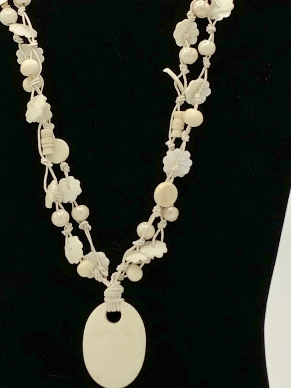 White tone with mother pearl necklace by Vj. Beads - image 1