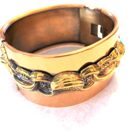 Cuff Copper bracelet, with chain design. - image 1