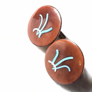 Vintage  mens copper and enamel Cuffing,  brown tone