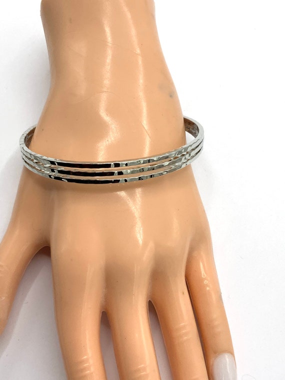 Gorgeous collectible silver tone cuff bracelet by… - image 8