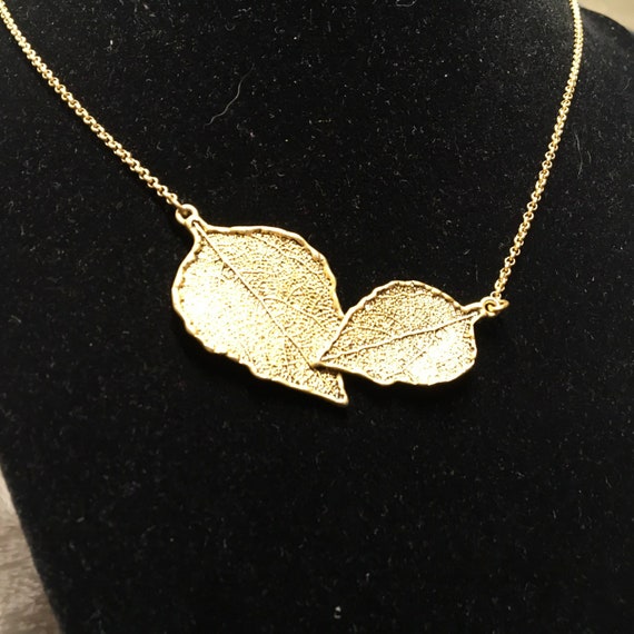 Lia Sophia Gold Leaves Necklace Etsy
