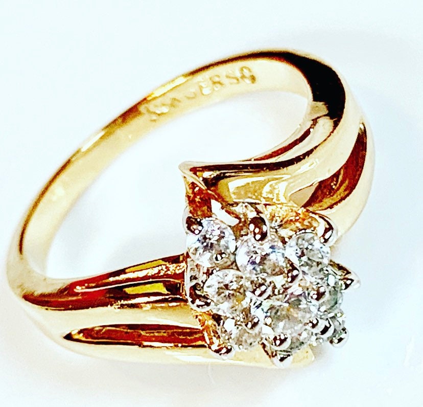 Zirconia and 18k GE Ring, Signed Size 9 - Etsy Zirconia and 18k GE Ring, Signed Size 9 - Etsy