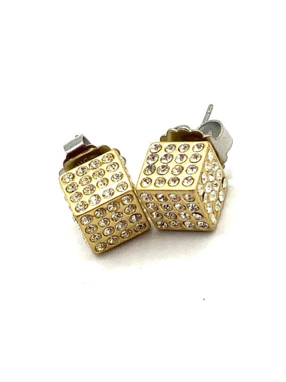 Silver and Cubic earring with rhinestone earring … - image 2