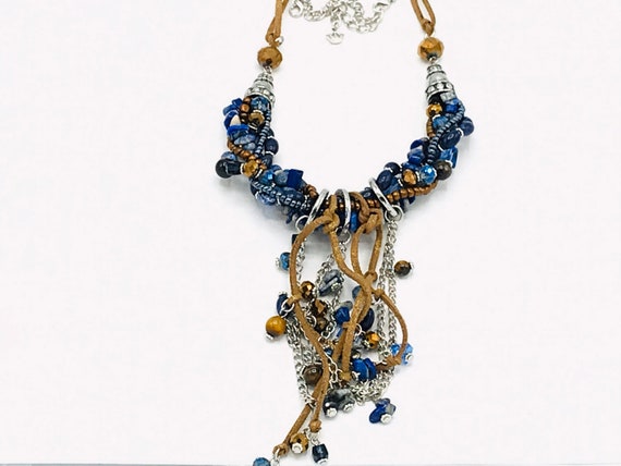 Vintage boho necklace multicolored. Long necklace… - image 2