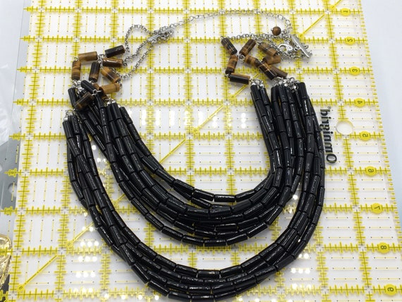 Gorgeous Multi-Strand black necklace by Lia Sophi… - image 3