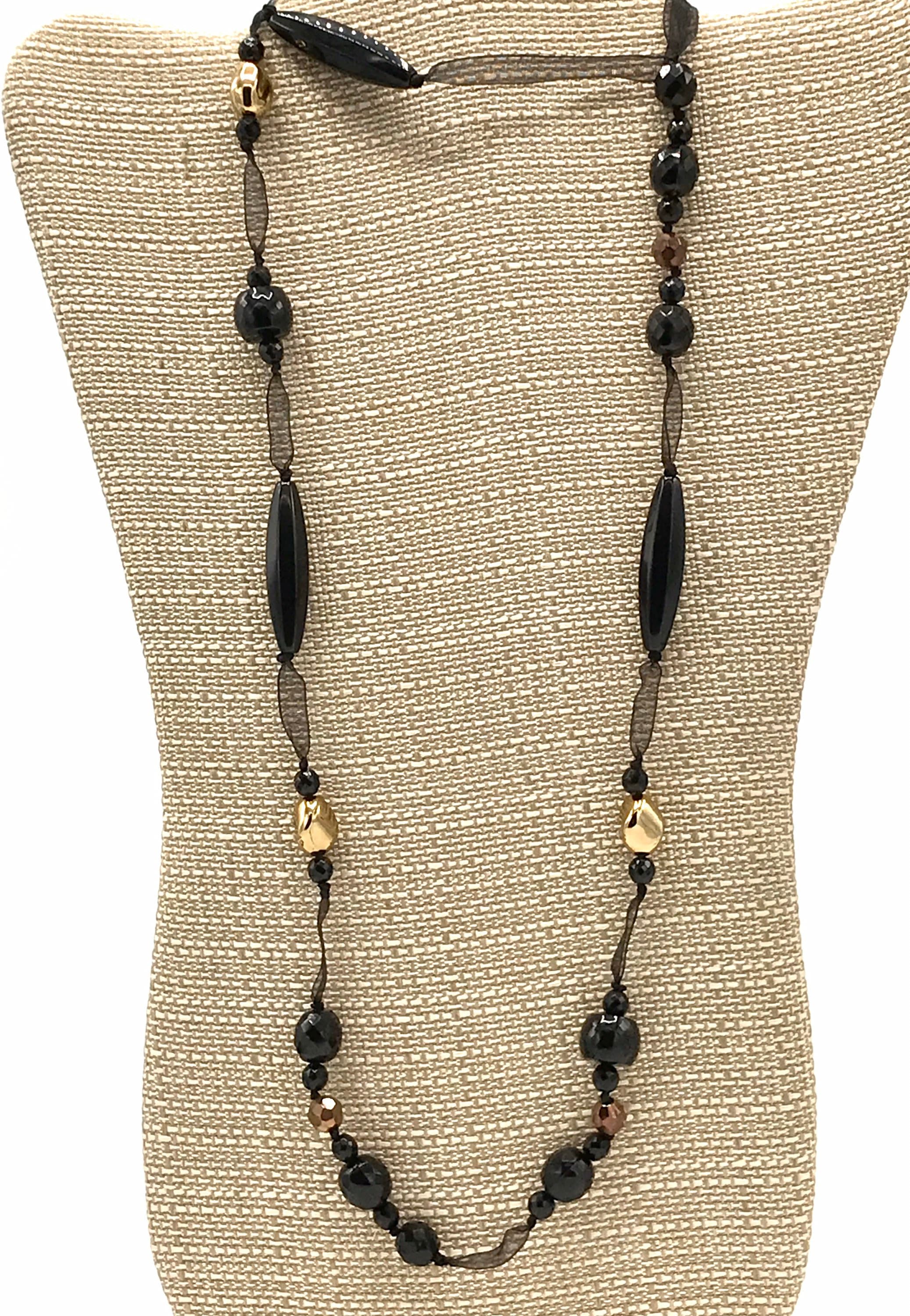 アクセサリー CALEE JEWELRY BEAD NECKLACE Vintage Lace and Beads Necklace by Cookie Lee. Black and Gold