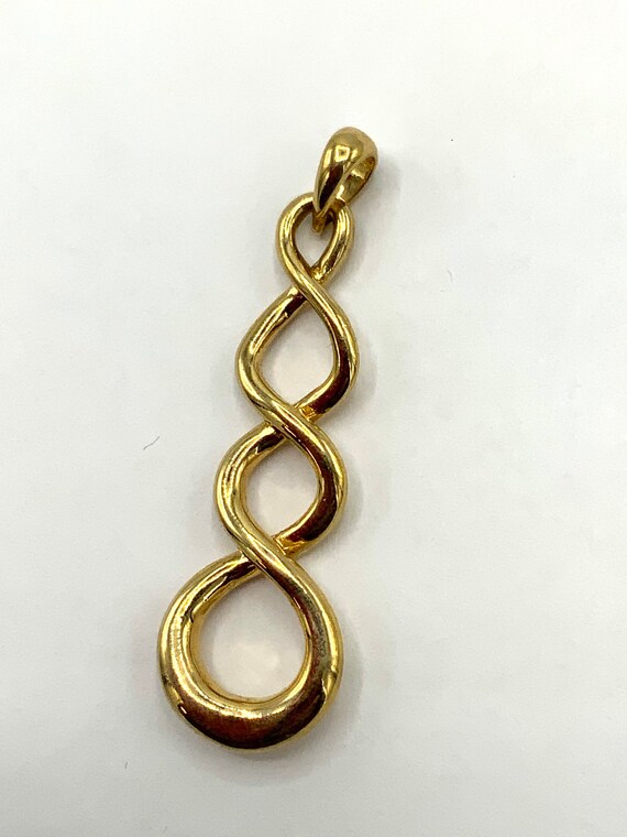 Gorgeous collectible gold tone plait pendant by L… - image 2