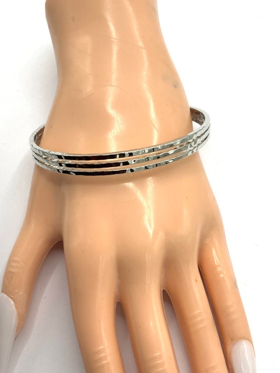 Gorgeous collectible silver tone cuff bracelet by… - image 2