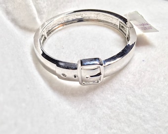 Vintage Mexico Thin Belt Buckle Bangle Bracelet 925 Sterling