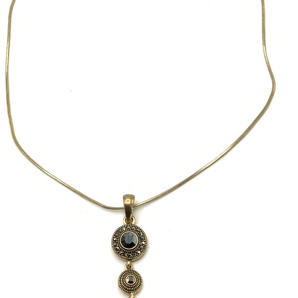 Gorgeous collectible brass tone with Marcasite necklace by Lia Sophia