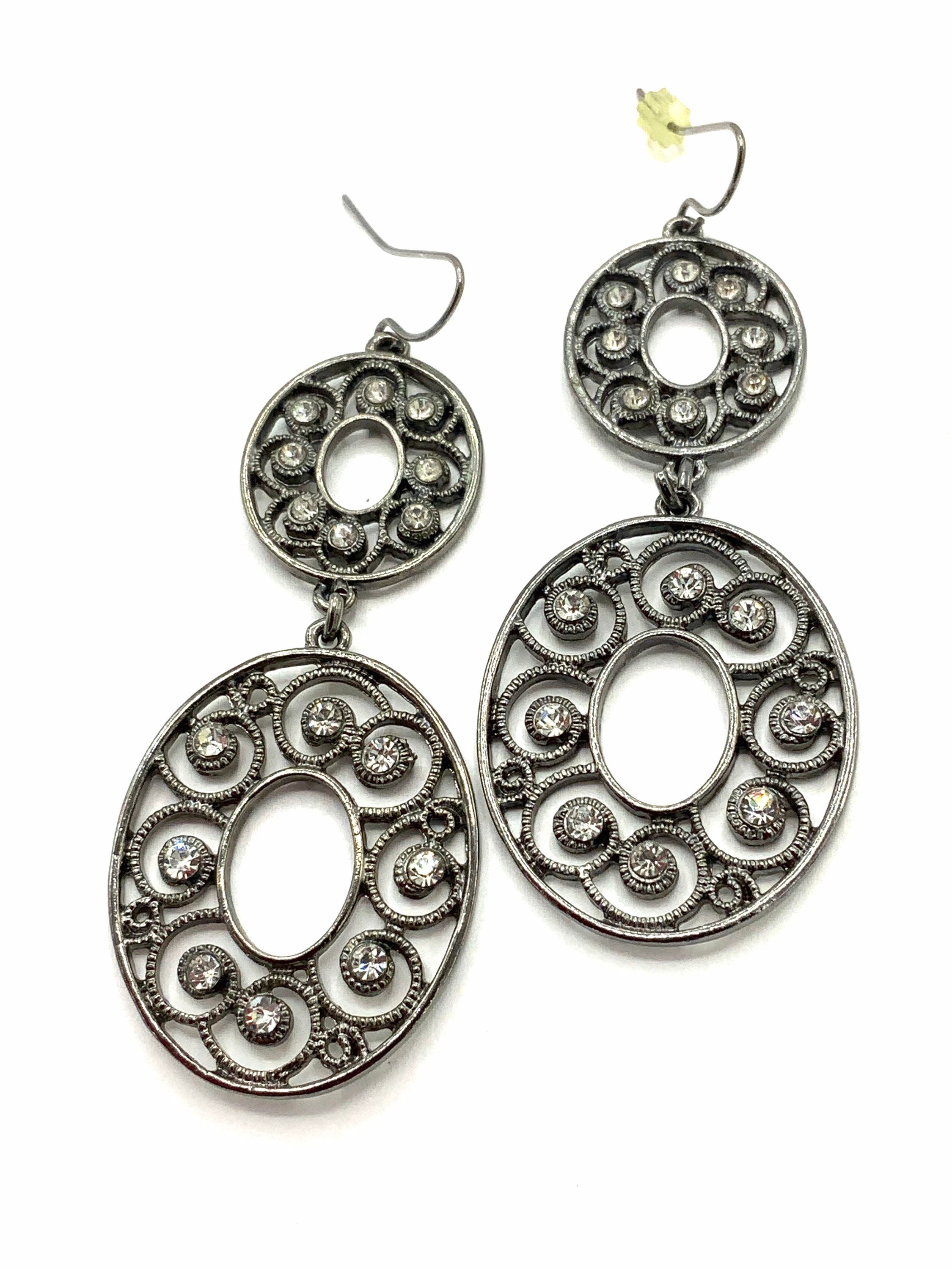 Boucles D'oreilles Vintage Lia Sophia - Métal Doré Avec Strass Verre - Occasion