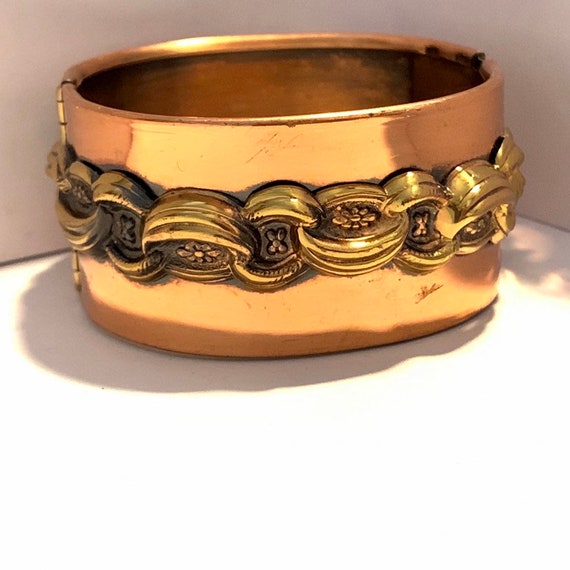 Cuff Copper bracelet, with chain design. - image 6