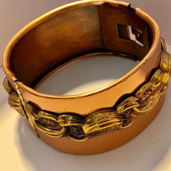 Cuff Copper bracelet, with chain design. - image 5