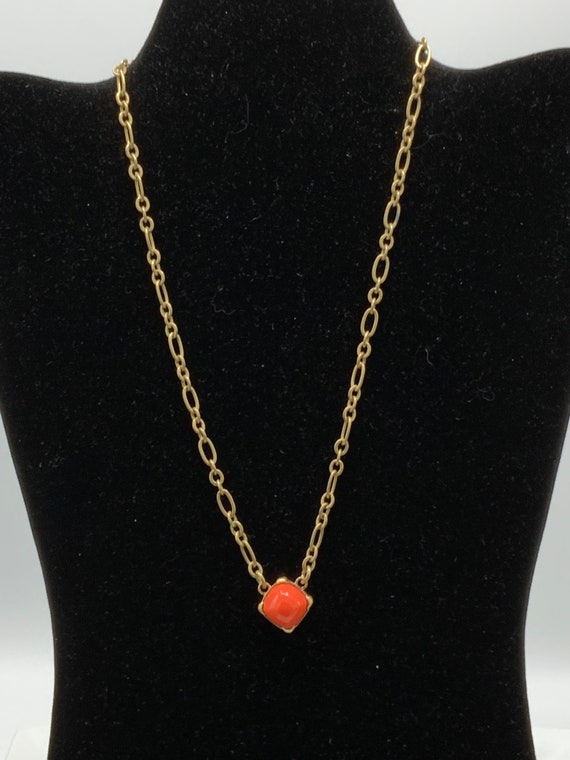Gorgeous collectible gold tone and orange necklac… - image 6