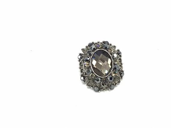 Vintage brown and black crystal/ rhinestone brooc… - image 3