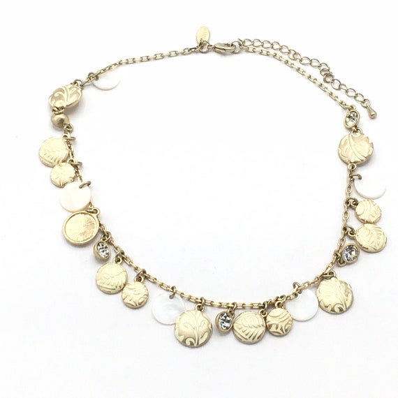 Gold and white tone necklace by Lia Sophia, carve… - image 8