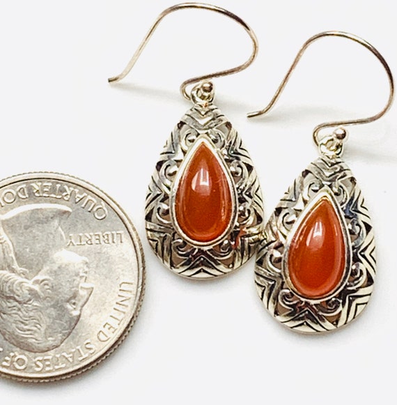Amber and Sterling Silver Earrings, Stamped - image 6
