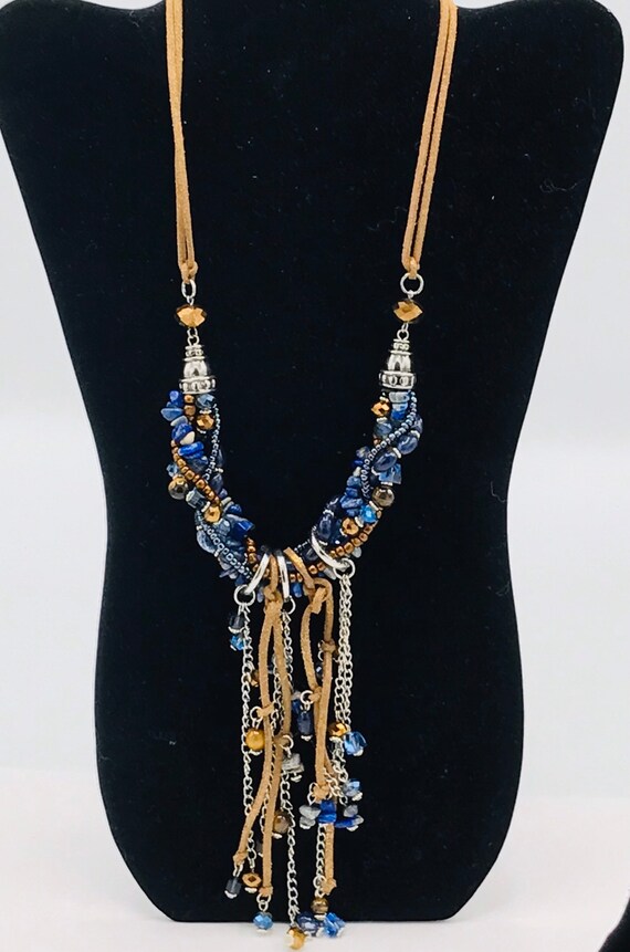 Vintage boho necklace multicolored. Long necklace… - image 3