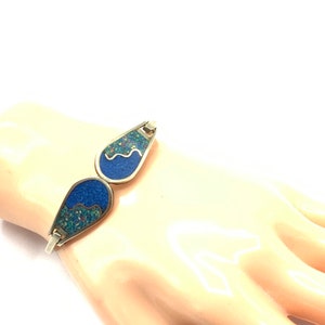 Gorgeous alpaca Green and blue bracelet. image 1