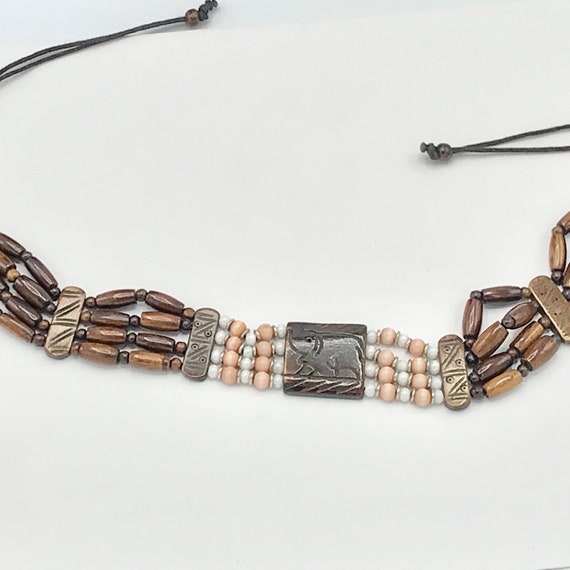 Vintage carved horn, necklace, choker, hand carve… - image 2