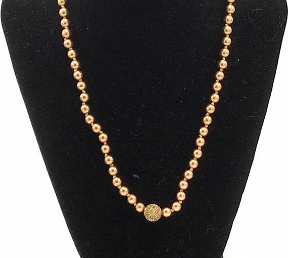 Vintage gold pearl necklace and rhinestone. - image 1