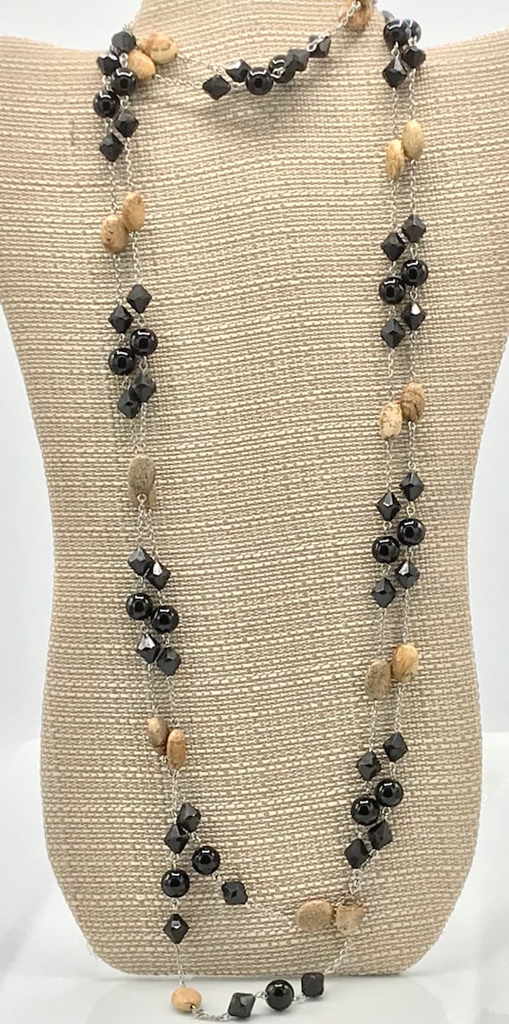 Multi strand necklace black and brown tones neckl… - image 2
