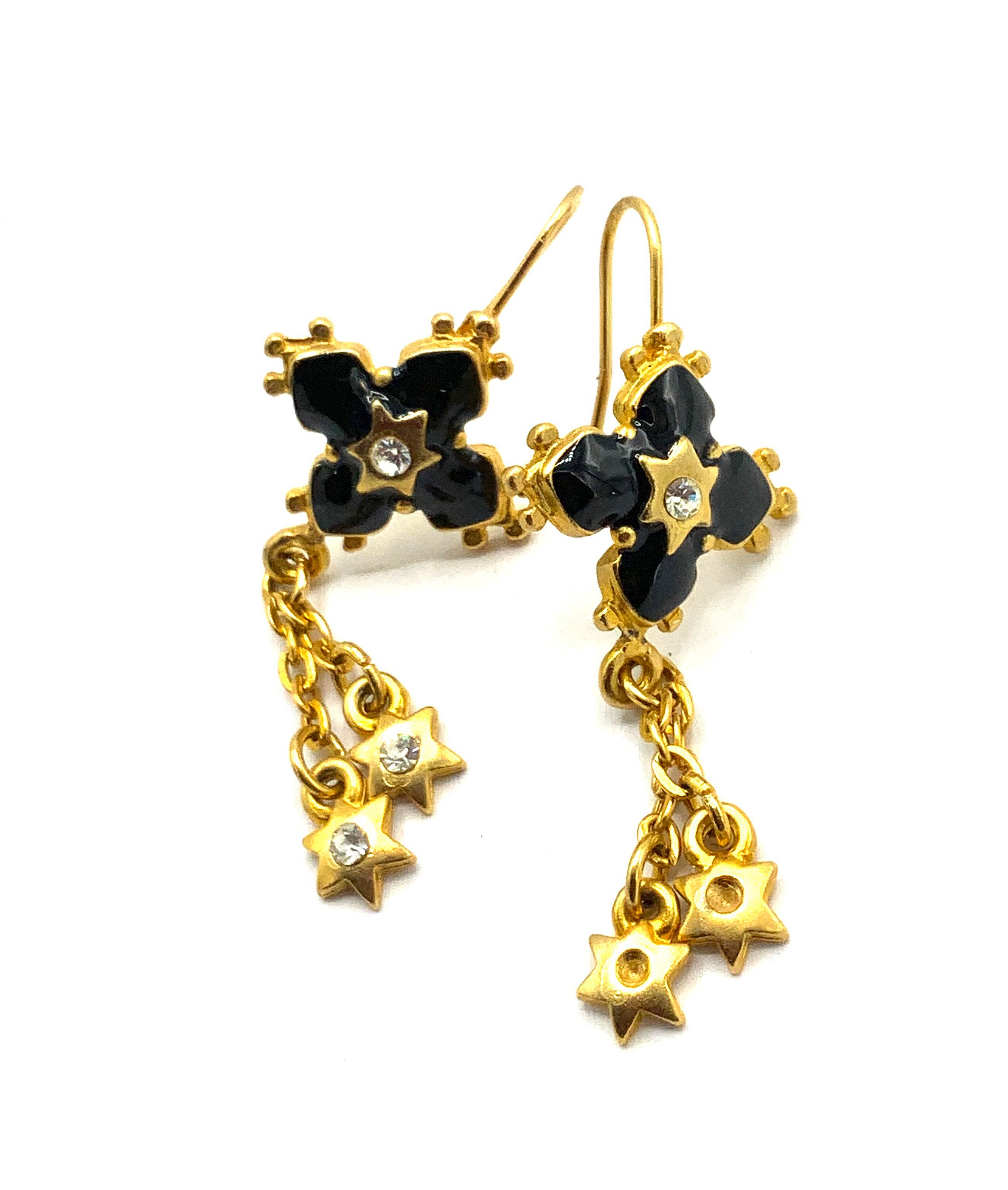 Clover Star Goldtone Earrings