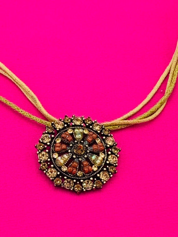 Lia Sophia  multicolored crystal necklace, brown … - image 1