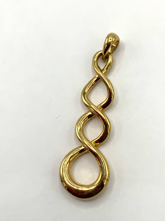 Gorgeous collectible gold tone plait pendant by L… - image 4