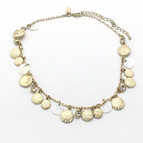 Gold and white tone necklace by Lia Sophia, carve… - image 6