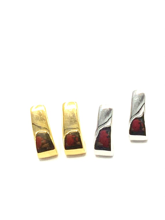 Gorgeous stud earrings silver tone or gold tone e… - image 4