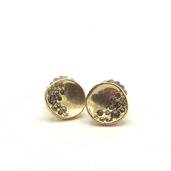 Gold tone round earring with rhinestone earrings by Lia Sophia