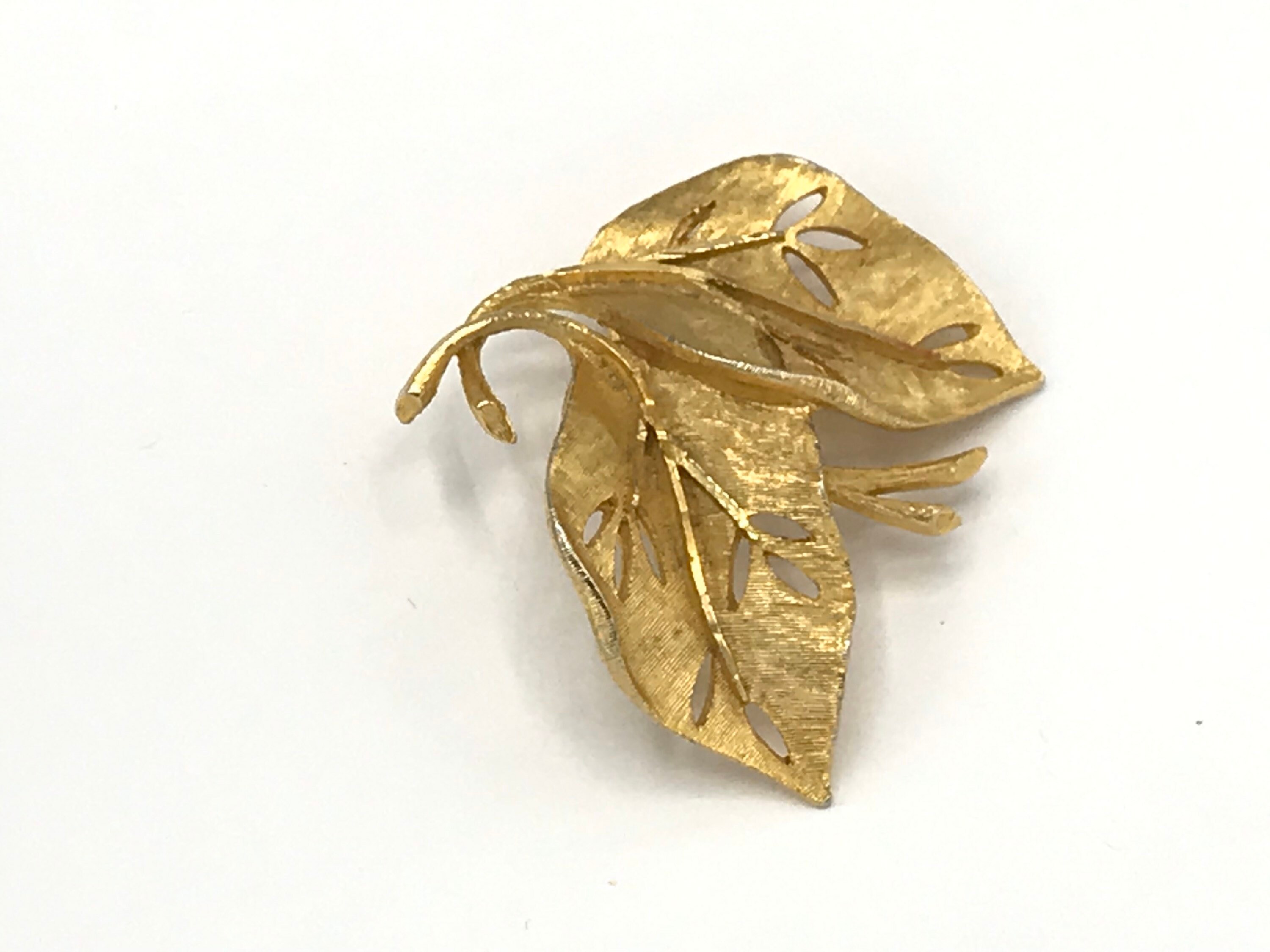 Vintage Leaf Brooch by RSK Gold Tone. Etsy UK