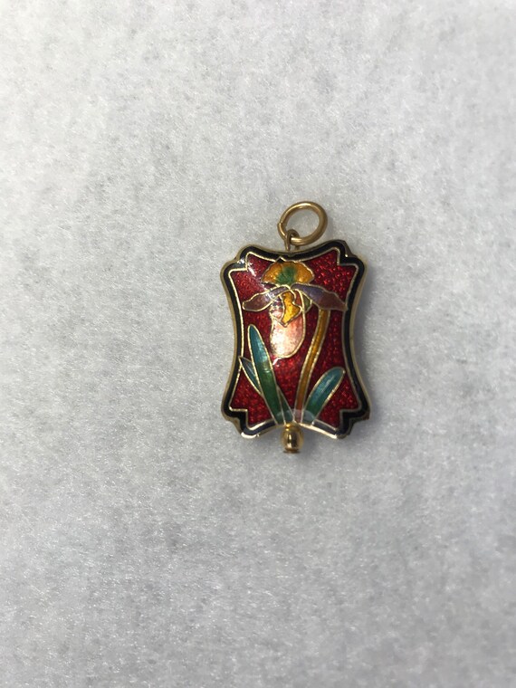 Vintage cloisonne red pendant - image 4