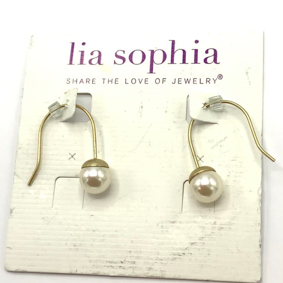 Gorgeous collectible pearl and hoop earrings by Lia Sophia View 6