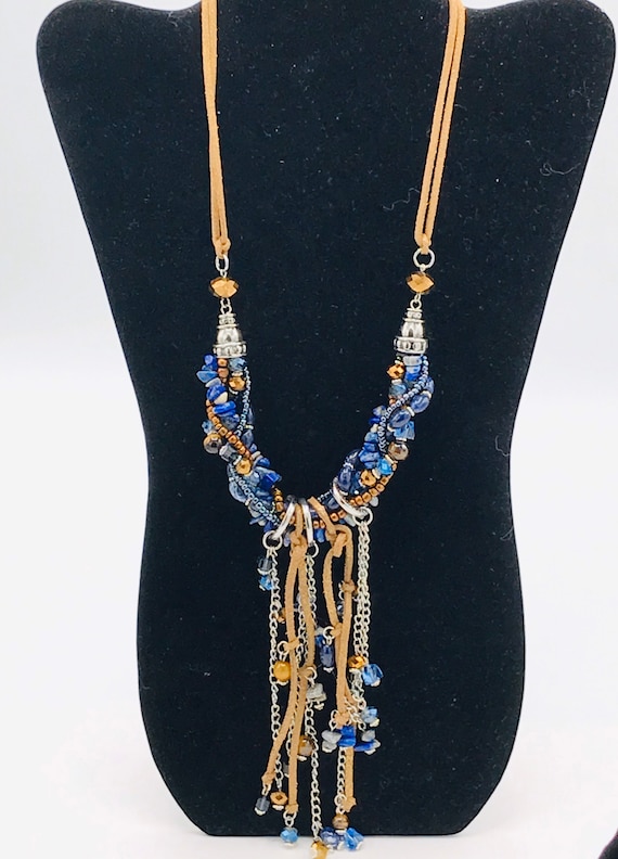 Vintage boho necklace multicolored. Long necklace… - image 4
