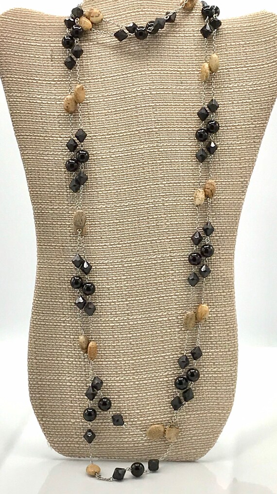 Multi strand necklace black and brown tones neckl… - image 7