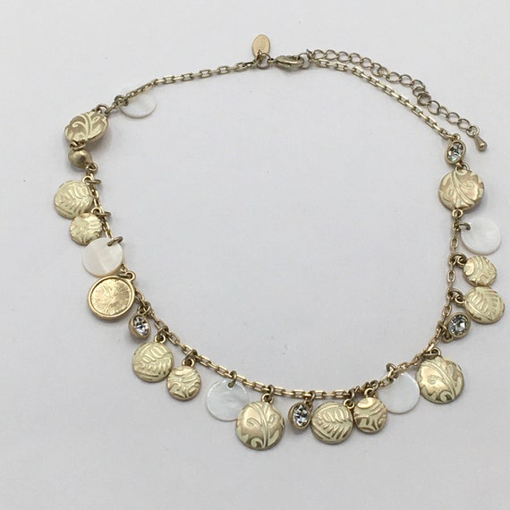 Gold and white tone necklace by Lia Sophia, carve… - image 9