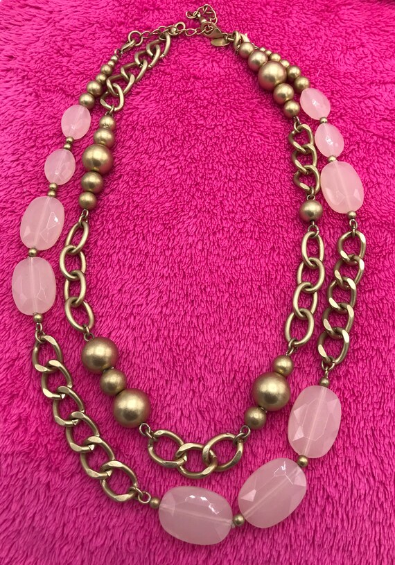 Lia Sophia gold and pink necklace - image 5