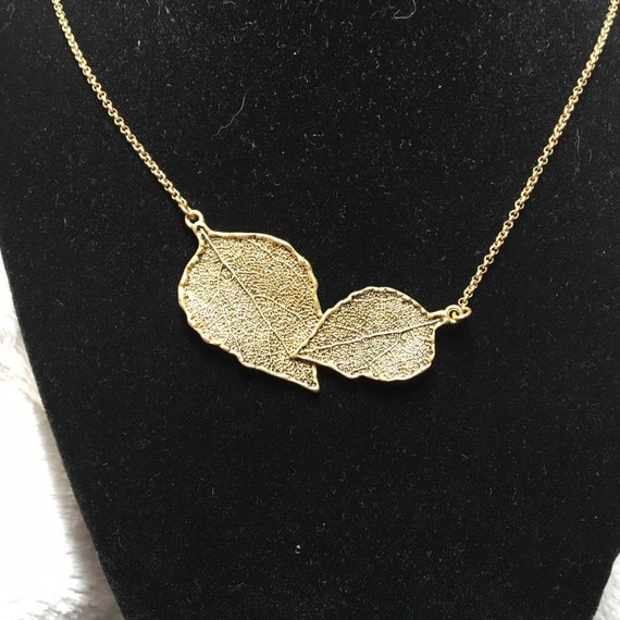 Lia Sophia gold leaves necklace - image 4