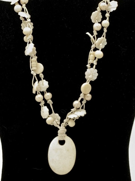 White tone with mother pearl necklace by Vj. Beads - image 10