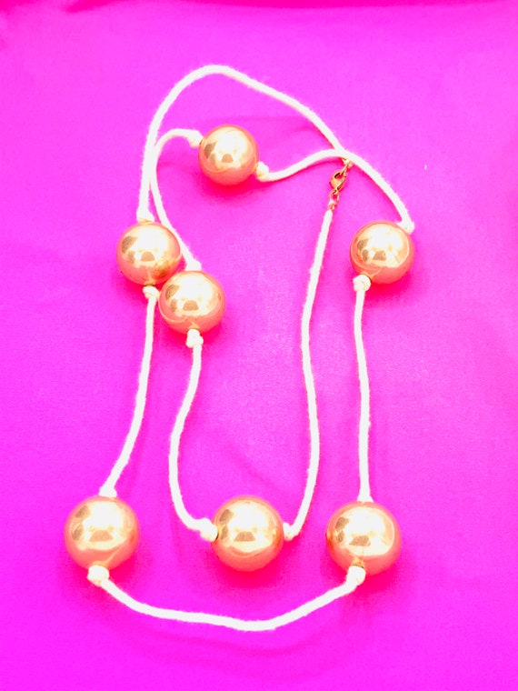 Vintage Long Copper necklace WIth Large  Beads - image 7