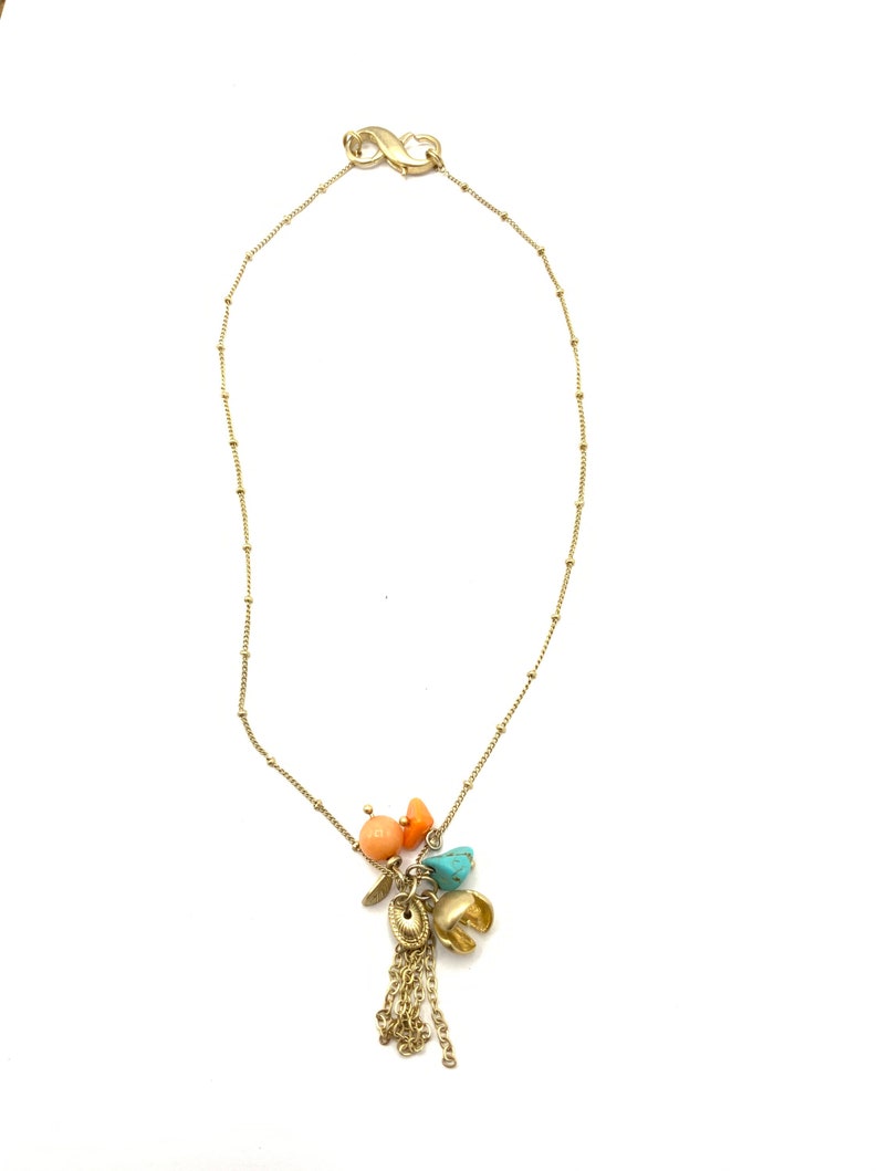 beads. turquoise Gorgeous gold tone with multicolored charms necklace by Lia Sophia