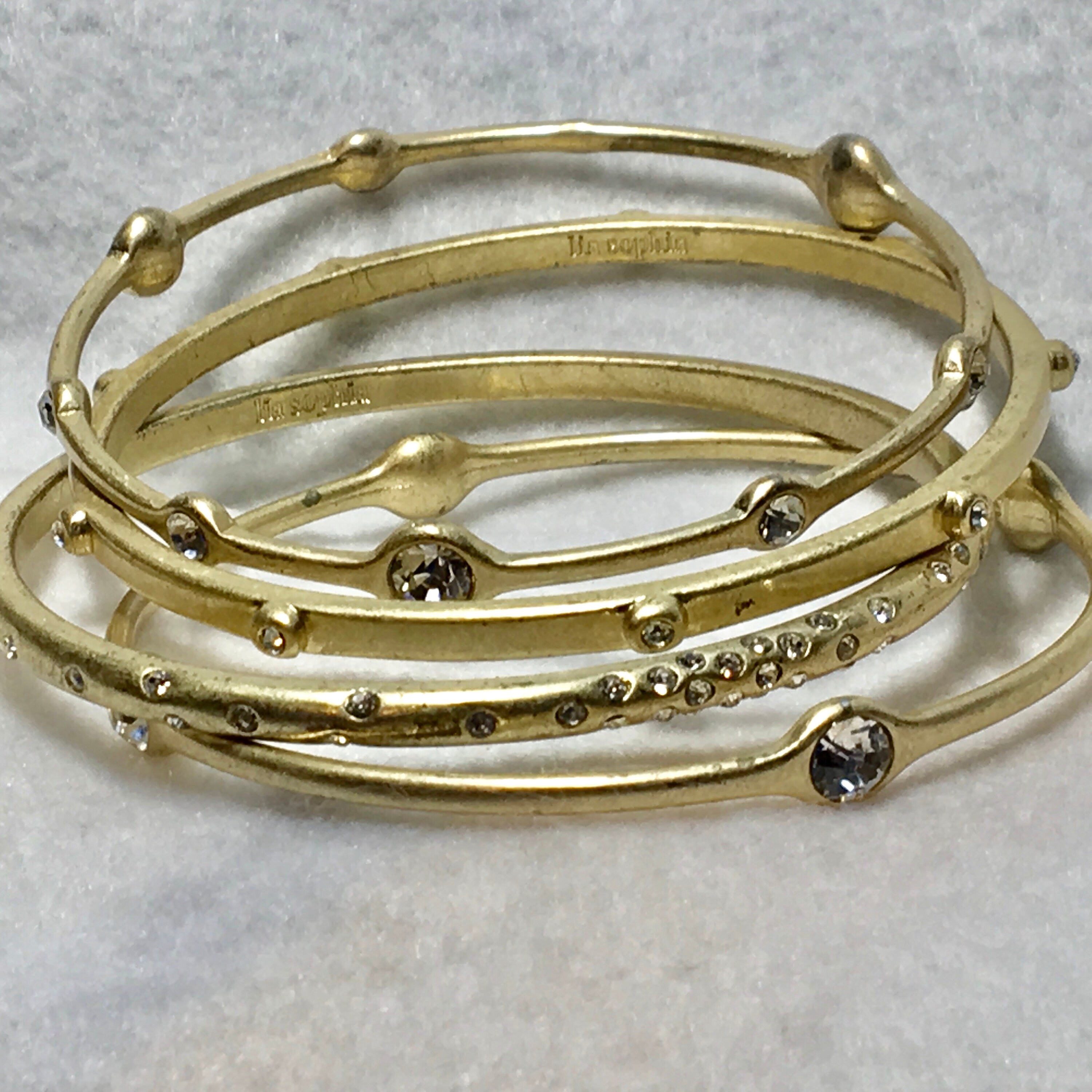 Lia Sophia Set of 4 Gold Tone With Crystal Bracelet. Etsy